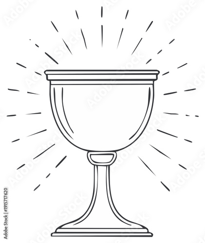 Vintage style holy chalice with radiating lines, symbolic illustration