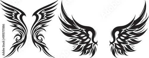 Tribal Wing Set Vector Pack: Angelic and Demonic Designs for Tattoo and Graphic Art