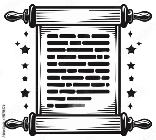 Decorative Scroll with Text and Ornate Design for Invitation Announcement