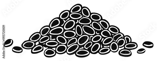 Pile of black beans vector illustration in monochrome style food and ingredient