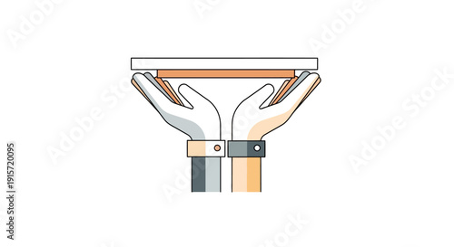 Vector illustration of two hands holding a funnel with a belt, symbolizing access to social welfare and gender equality on World Day of Social Justice.