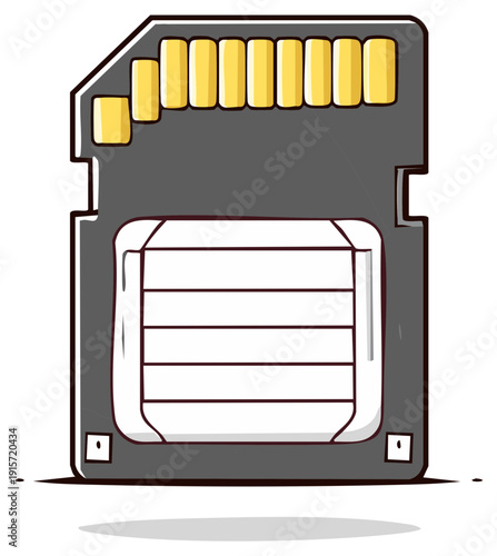 Cartoon illustration of a SD memory card isolated on white background