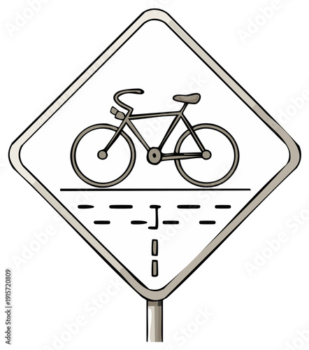 Road sign indicating a bike lane with a bicycle symbol. Bicycle or cycle path concept