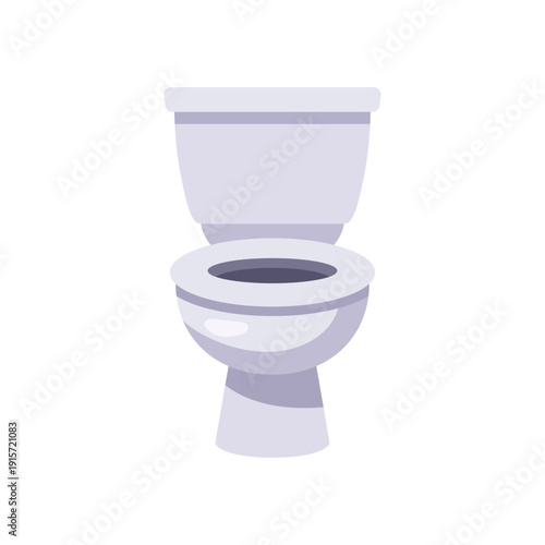 white toilet, bathroom sanitation fixture, restroom symbol, colorful vector flat style illustration