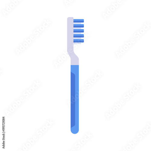 Blue toothbrush, oral hygiene tool, colorful vector flat style illustration