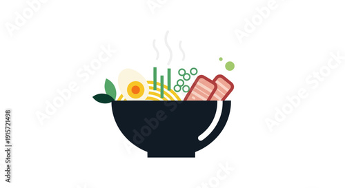 Graphic illustration of a bowl of ramen