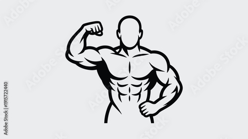 Strong muscular man flexing bicep in dynamic pose