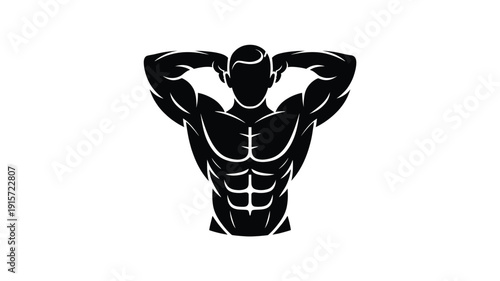 Strong muscular man flexing his muscles in powerful pose