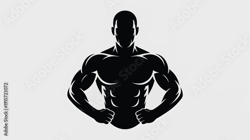 Strong muscular man in powerful bodybuilding pose