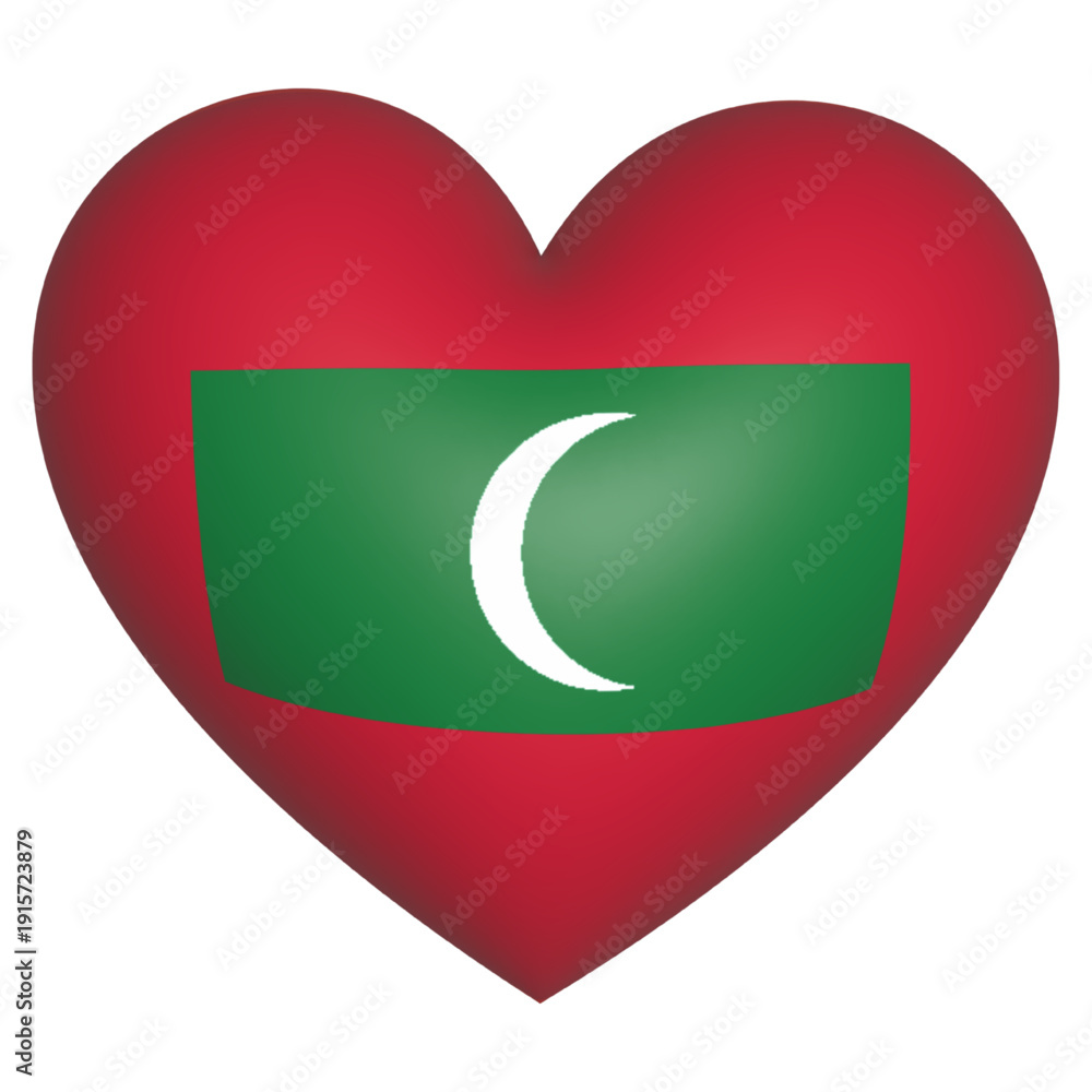 Obraz premium 3d heart Maldives flag icon vector illustration 