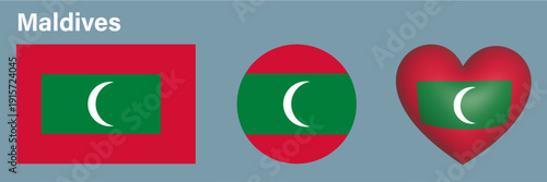 set Maldives flag icon vector illustration 