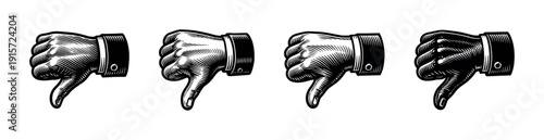 Thumbs down gesture set. thumbs down icons. flat vector illustrations of hand signals