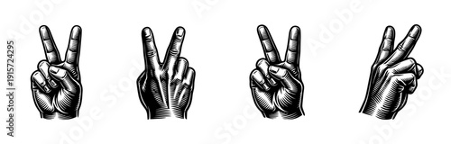 Hand gesture vectors: peace sign collection. flat vector illustrations of emblematic signs