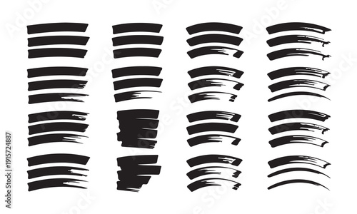 Dynamic collection of expressive brush strokes and ink swipes in various styles isolated