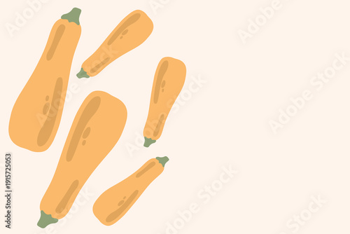 Art & Illustration Flat Vector Carrot and Zucchini Illustration Fresh Organic Vegetables Design