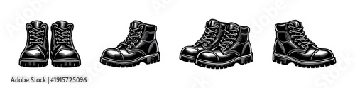 Boots vector art. flat illustrations of footwear, fashion icons, shoe graphics