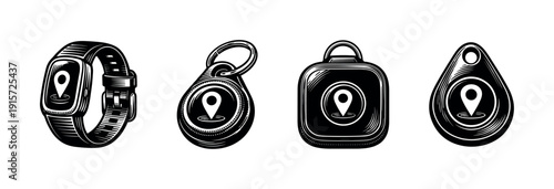 GPS tracker gadgets icons