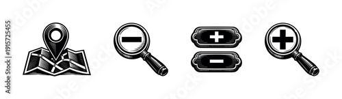 Map elements set. Navigation symbols set