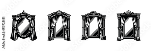 Elegant mirror designs collection. flat vector illustrations of baroque and vintage frames.