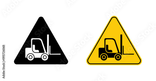 Forklift Operation Warning Sign Line Icon