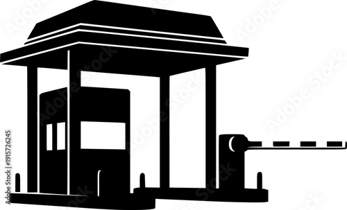 Black silhouette of a toll booth on a isolated on white background
