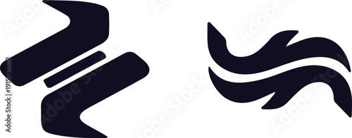 Abstract vector swoosh and zigzag motion graphic elements isolated on transparent background