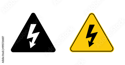 Electric Shock Warning Hazard Triangle Line Icon