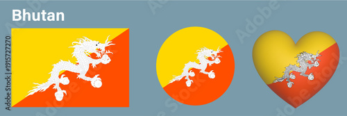 set Bhutan flag icon vector illustration 