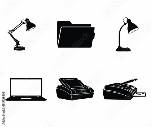 Office equipment and accessories illustration