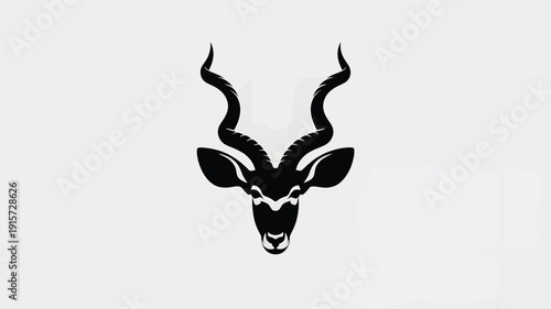 Stunning black silhouette of an antelope head with horns