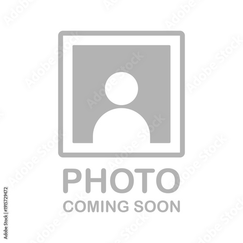 Coming soon photo icon with image frame and clock symbol. Placeholder for future content update.