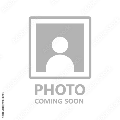 Photo coming soon icon with image placeholder frame and text. No picture available symbol