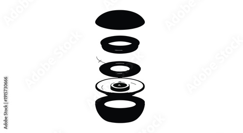 Smart Speaker Internal Components Exploded View Silhouette