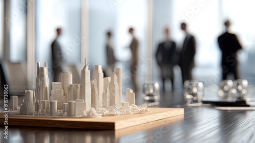 Wallpaper Mural A miniature house model sits on an office desk with blurred business professionals in the background	
 Torontodigital.ca