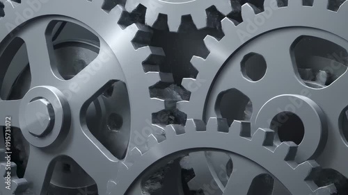 Interconnected Metal Gears with Intricate Details and Mechanical Precision.