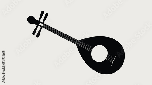 Traditional lute instrument in modern minimalist design