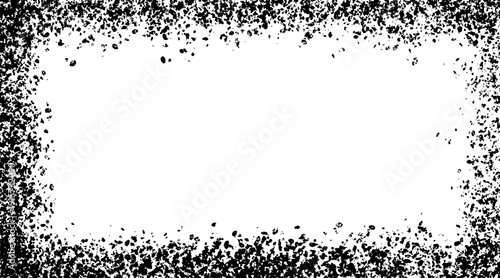 Grunge border vector template. Abstract distressed frame with gritty texture for photo overlay, t-shirt prints and industrial design. Rough weathered edge isolated on white for easy editing.