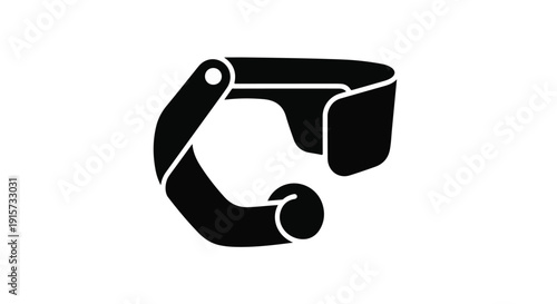 Stylized letter C hook object isolated on white background minimalist design element