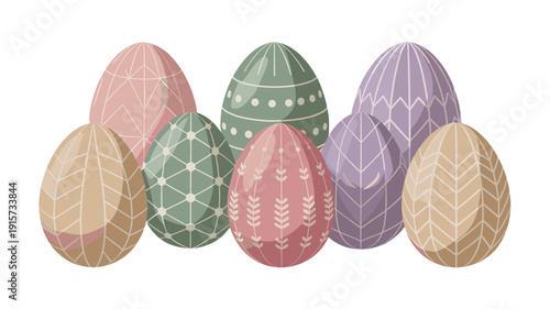 A collection of vibrantly decorated Easter eggs.