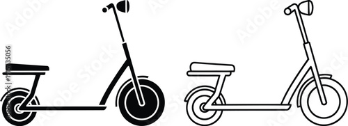 Line drawings of two different electric scooter designs side by side