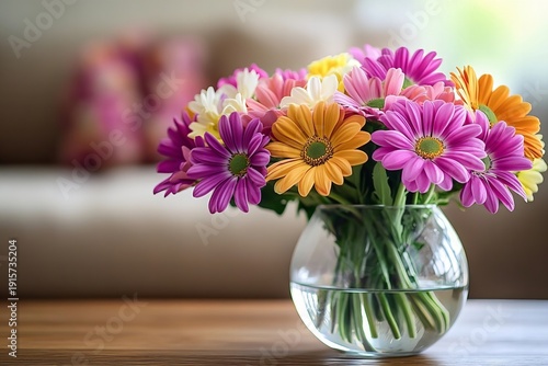 Wallpaper Mural Stunning Close-Up of Lively Bouquet in Glass Vase, Highlighting the Beauty and Intricacies of Every Flower Torontodigital.ca