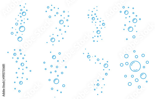 Air blue bubbles outline  element signs. water bubbles icon, gas balloons, water line doodle flat vector, for patterns, card