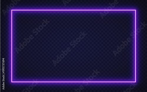 Glowing purple neon rectangle with soft purple shine, ideal for modern digital interfaces or nightlife design.