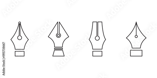 pen nib icon set on transparent background, Vector Element Can Be Used For Nib, Feather, Pen Design Concept from education collection. calligraphy fountain nib pen vector symbol in black filled style.