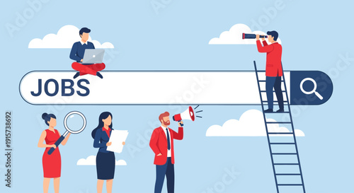 Professionals searching for job opportunities on laptops and exploring career paths together