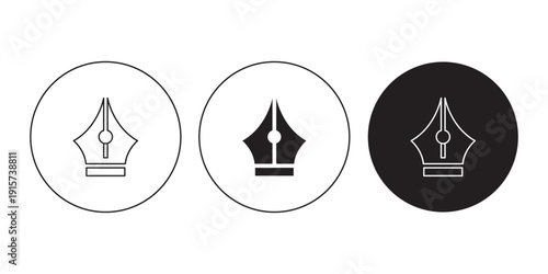Set Fountain pen icon, logo, vector illustration isolated on white background.