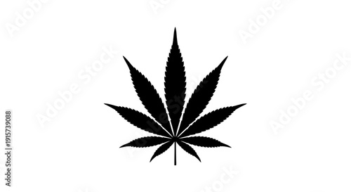 A close-up silhouette of a cannabis leaf against a plain background