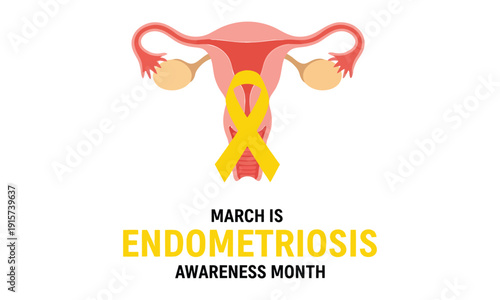 Endometriosis awareness month graphic with uterus illustration