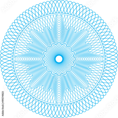 Blue line ornament circle. Round swirl figure