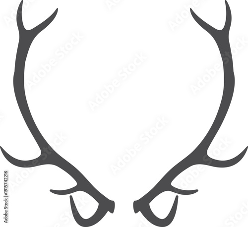 Reindeer horns black silhouette. Decorative hunt emblem